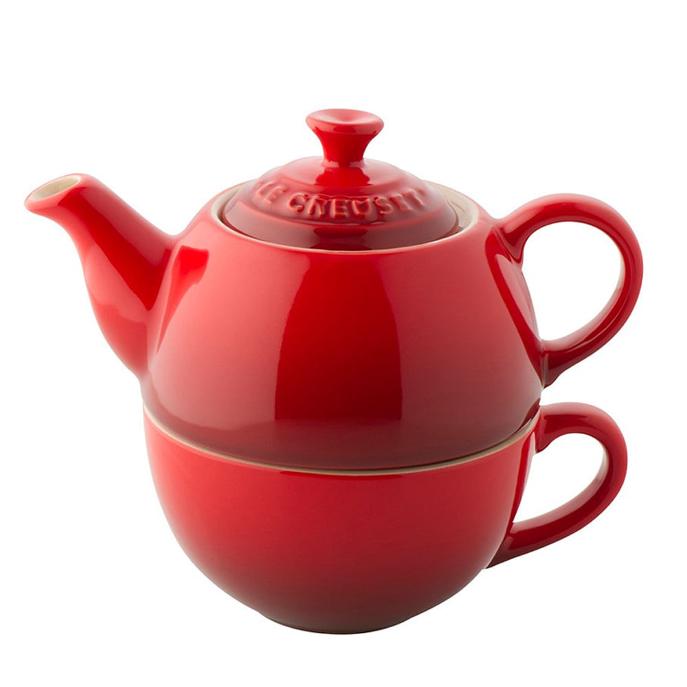 Bule com xícara de cerâmica Le Creuset vermelho 3031047 Utilplast