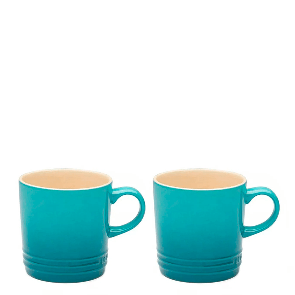 Conjunto Caneca Para Cappuccino De Cerâmica Le Creuset Azul Caribe 200ml 2pÇs Camicado 5110