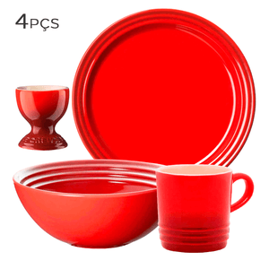 Conjunto-para-Cafe-da-Manha-de-Ceramica-Le-Creuset-Vermelho-4PCS