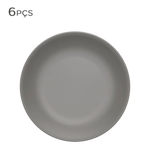 Prato-para-Sobremesa-de-Ceramica-Coupe-Clean-Cinza-20CM-6PCS