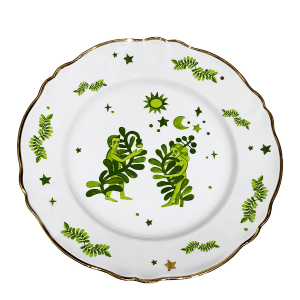 Prato-Raso-De-Porcelana-Bitossi-Floral-Verde-27CM