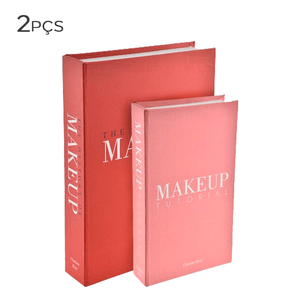 Caixa-Livro-de-Madeira-Make-Up-Vermelha-e-Rosa-30X30X5CM-2PCS