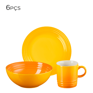 Conjunto-para-Cafe-da-Manha-de-Ceramica-Le-Cruset-Amarelo-Nectar-6PCS