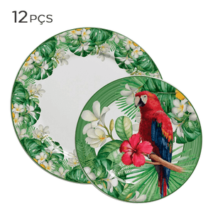 Aparelho-de-Jantar-de-Ceramica-Macaw-Verde-e-Branco-12PCS